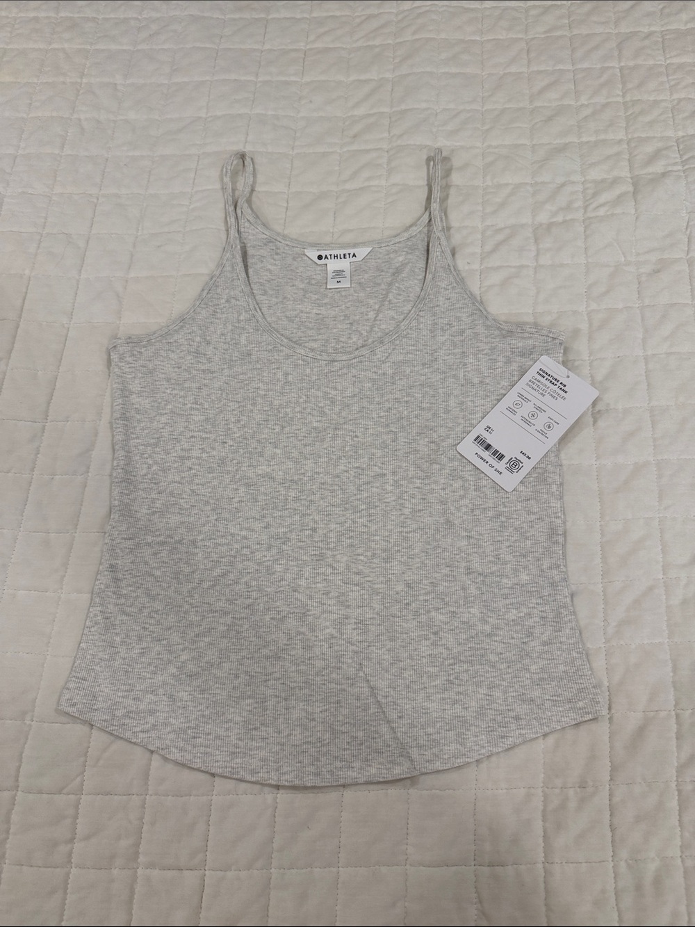 Athleta Heather Gray Ribbed Scoop Neck Tank